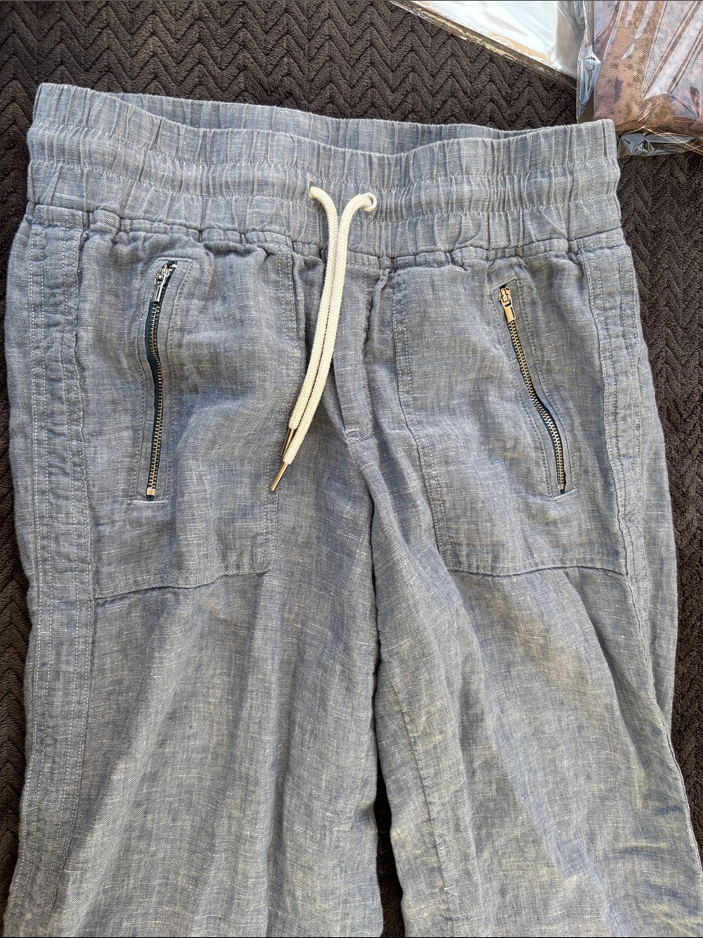 Athleta Light Blue Wide-Leg Linen Blend Pants - Picture 3 of 12